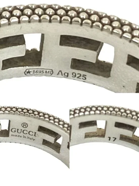 Gucci Square G Arabesque Silver 925 Ring Accessory No 17 32062 - Picture 2 of 6